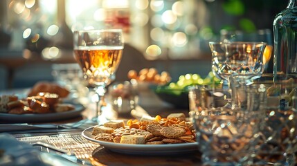 Element table setting There are snacks on the table and glasses : Generative AI