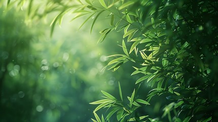 Poster - Bamboo forestgreen nature background : Generative AI