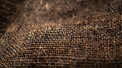 Dark brown flax linen canvas texture as background : Generative AI