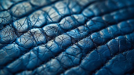 Aufkleber - Blue leather fabric texture background textile material design interior decor : Generative AI