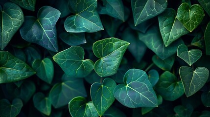 Poster - Ivy bush plant leaves on wall as natural botanical floral dark pattern backdrop wallpaper background : Generative AI