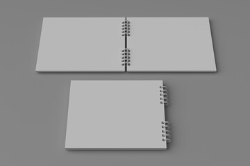 Poster - Binder book set, blank pages for writing notes. Opened notebook. Book of plain paper or paper with lines, realistic 3d for mock up