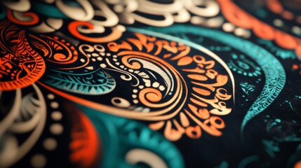Poster - Close-up of a stylish graphic with intricate patterns and contrasting colors, showcasing artistic design and attention to detail for visual projects.