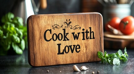 kitchen cutting board with text 