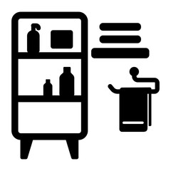 Poster - Bathroom cabinet icon in solid style