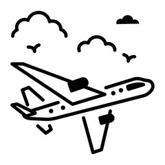 Poster - A line style icon of aeroplane travel 