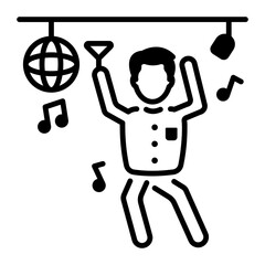 Sticker - A line icon of club dancing 