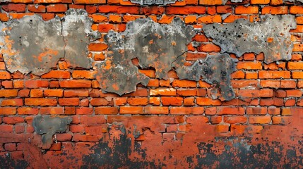 Poster - Old red brick wall for texture and background Brick wall grunge red stone background The wall is deteriorated May be used in interior decoration : Generative AI