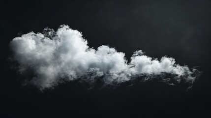 Poster - Single cloud in air isolated on black background Fog white clouds or haze For designs isolated on black background Abstract cloud Cloud or dust isolated on black abstract cloud : Generative AI