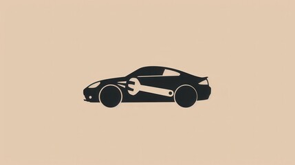 Aufkleber - A basic logo displays a stylized car silhouette with a wrench, emphasizing automotive repair and service themes in a clean design. Generative AI