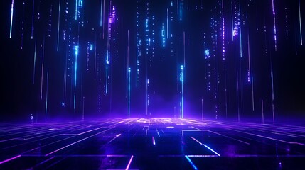 Wall Mural - Futuristic digital background with neon lights, glowing lines, and a cyberpunk atmosphere, ideal for technology and sci-fi concepts.