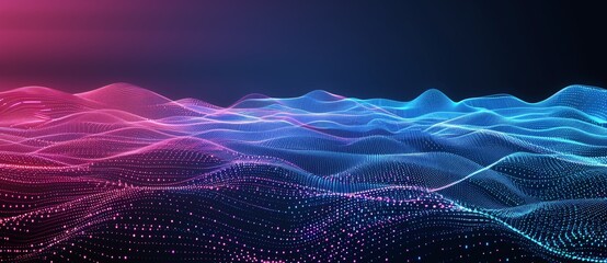 Poster - Stock image of futuristic digital network connection on glowing holographic background.