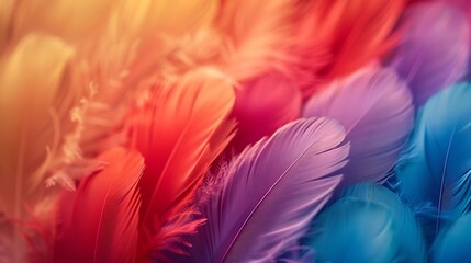 Poster - Colorful feather background Copy space : Generative AI