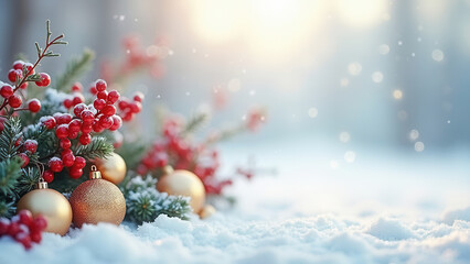 Wall Mural - Beautiful holiday winter card with copy space