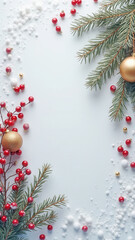 Wall Mural - Beautiful snowy christmas card with copy space