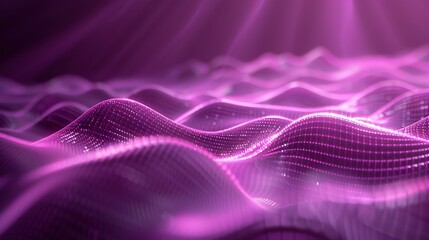 Poster - Stock image of modern futuristic glowing purple waves texture.