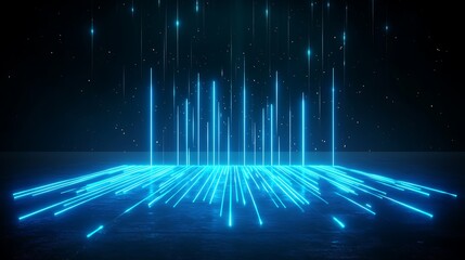 Futuristic glowing blue lines and particles over a dark background, representing technology and digital innovation.