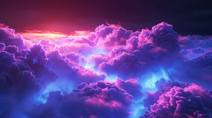 Wall Mural - Dreamy Cloudscape with Neon Colors