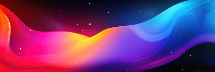 Leinwandbilder - A summer-themed abstract background with a multicolored gradient, featuring fluid holographic effects and geometric shapes 