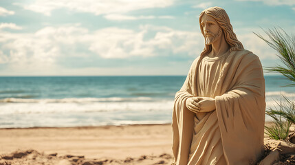 sand sculpture of Jesus