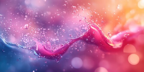 Wall Mural - Pink and Blue Water Splash with Bokeh Background