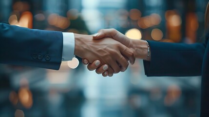 Aufkleber - Meeting shaking hands and business people with deal welcome or onboarding for collaboration Partnership teamwork and shaking hands for agreement consulting or introduction with trust i : Generative AI