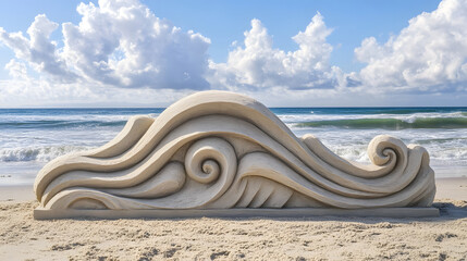 a sand sculpture of the ocean waves