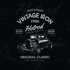 Wall Mural - American Vintage original classic hotrod car vector t-shirt design.