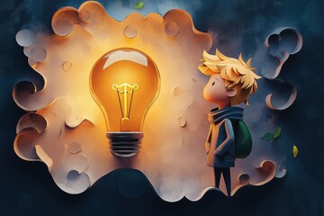 Innovative Business Ideas in Cartoon Watercolor Style with Dynamic Thinking