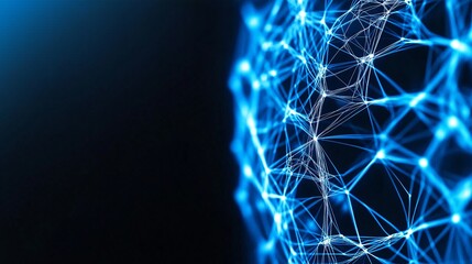 Poster - A blue sphere with a network of lines surrounding it. Concept of interconnectedness and complexity