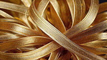 Wall Mural - bunch of golden silk ribbons