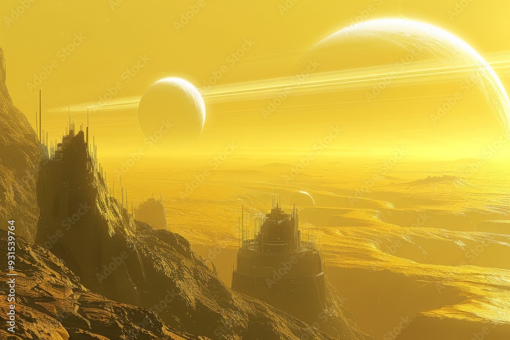 Alien Base Science Fiction Secret Energy Technology 3D Art Illustration ...