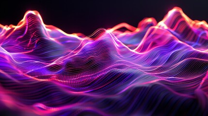 Poster - The patterns are neon purple on a black background, futuristic in style