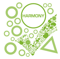 Wall Mural - Harmony Tick Mark Health Symbols Circles Text Green 