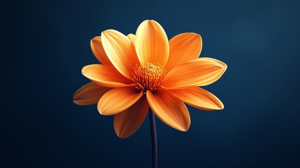 Wall Mural - A single orange flower is the main focus of the image