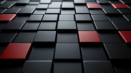 Wall Mural - A black and red square patterned floor