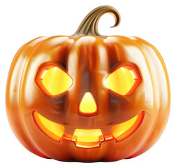 Sticker - PNG 3D Illustration of glowing halloween pumpkin vegetable clothing festival.