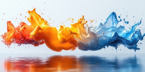 Wall Mural - Abstract Colorful Paint Splashes with Reflections