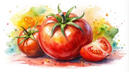 vibrant watercolor tomato sketch vector summer freshness juicy pulp playful modern illustration artistic expression