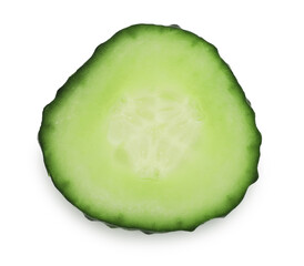 Wall Mural - Slice of fresh cucumber isolated on white, top view