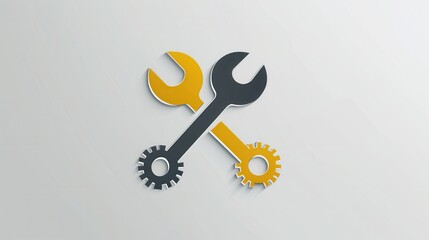 Aufkleber - A modern logo showcases crossed wrenches and gears, reflecting a focus on mechanical services and repair work. Generative AI