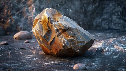 Poster - natural stones on a dark background for product presentation : Generative AI