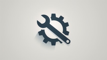 Aufkleber - This design incorporates a wrench and a gear, symbolizing tools and engineering in a minimalist style. Generative AI
