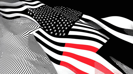 dynamic minimalist abstract illustration USA flag