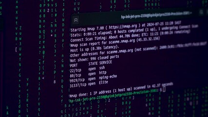 Computer hacking code on a screen