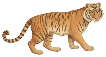 Poster - PNG Illustration of tiger art wildlife painting.