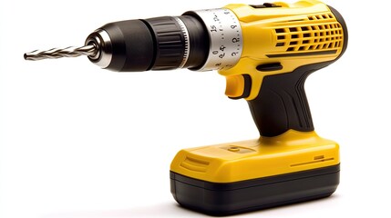 This power drill is designed with an yellow body and black accents, perfect for DIY projects or professional use in construction and repair