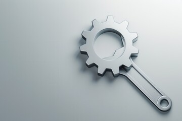 Aufkleber - A sleek metallic gear logo rests on a smooth surface, depicting themes of innovation, technology, and engineering in a minimalistic design. Generative AI