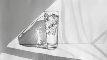 Wall Mural - A tall glass of water with ice cubes