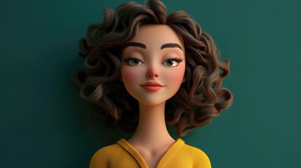 3D Cartoon Portrait of a Woman